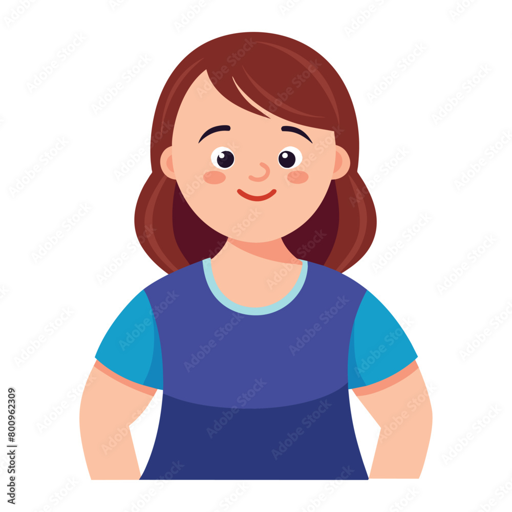 Cheerful girl with Down syndrome, vector cartoon illustration.