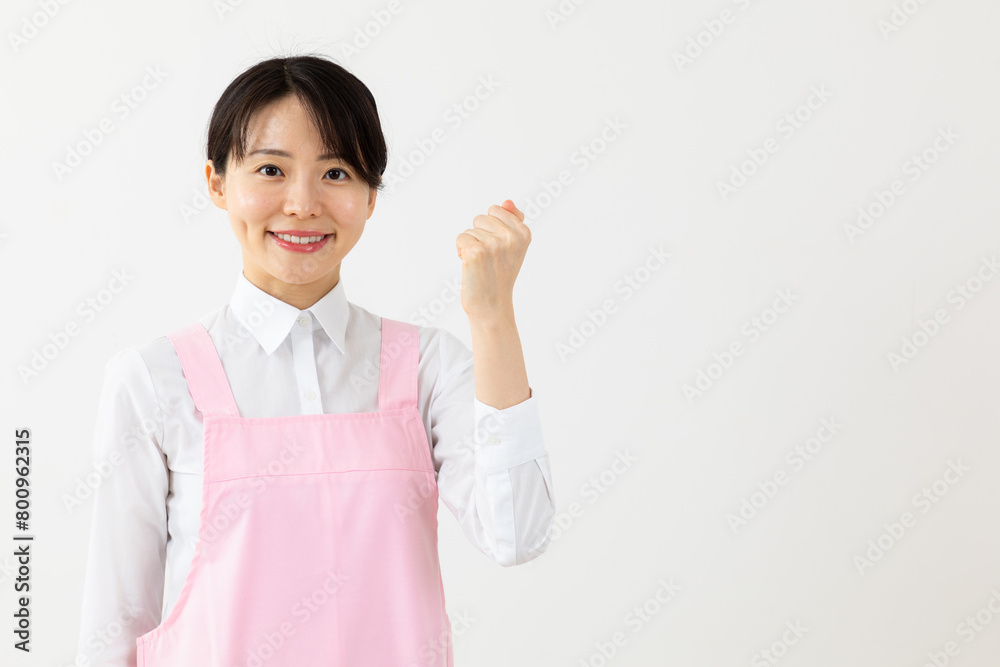 笑顔でエプロン姿のアジア人女性02 笑顔でエプロン姿のアジア人女性02