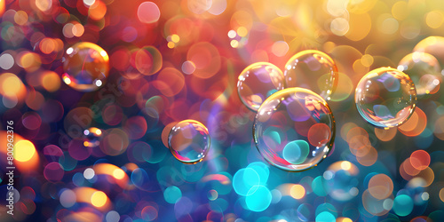 Floating Bubbles A Spectacular Display of Airborne Delights Colorful abstract background for PC desktop wallpaper featuring floating Blowing Soap Bubbles Chromatic Aberrations colorful and vibrant. photo