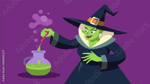 With a wicked grin the witch pours in a vial labeled Exaggerated Claims into her potion causing it to sizzle and release a noxious aroma of fear..