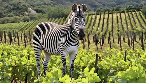 A Zebra In A Vineyard
