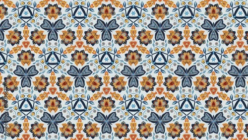 Delight your senses with the hypnotic beauty of a seamlessly looping flower pattern kaleidoscope mandala background, presented in 4k resolution.