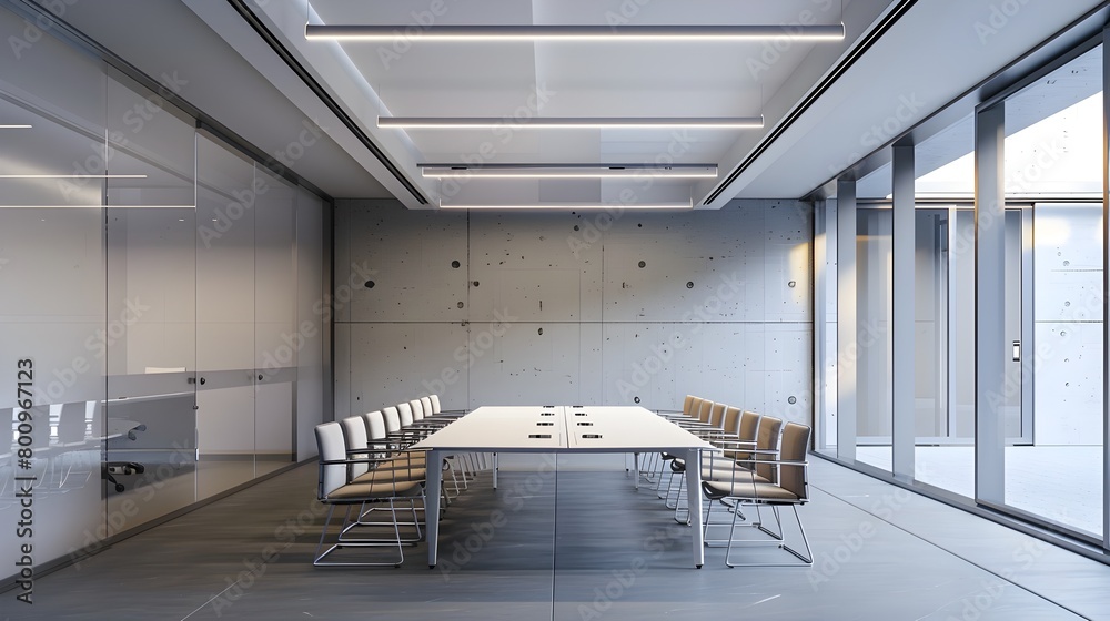 Adaptable Modern Meeting Room with Movable Dividers and Portable Tech