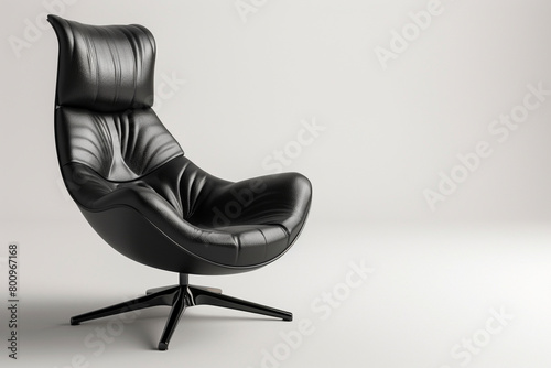 A sleek black swivel chair isolated on a solid white background. photo