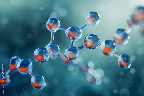 3d illustration of molecule model, Science background, hyper realistic