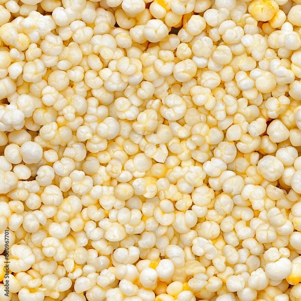 Seamless pattern of fluffy popcorn kernels popping in a pan, Generative AI Seamless pattern of fluffy popcorn kernels popping in a pan, Generative AI