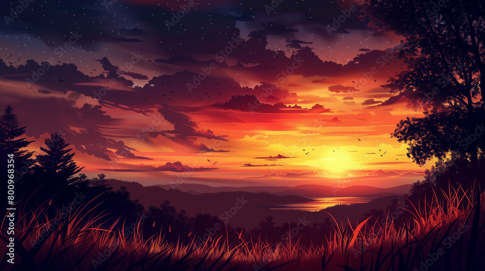 Horizon's Embrace: Sunset Serenity