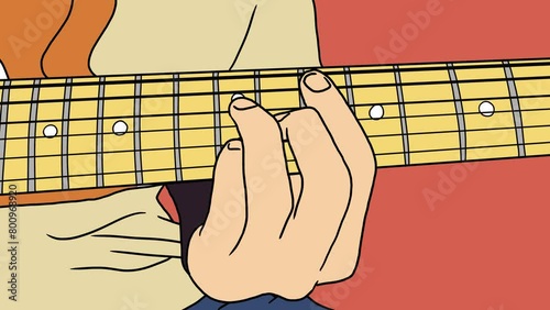 animation of playing guitar chord