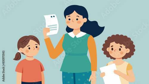 The mother holds up a receipt asking the family for their input on how they can costs and save money.