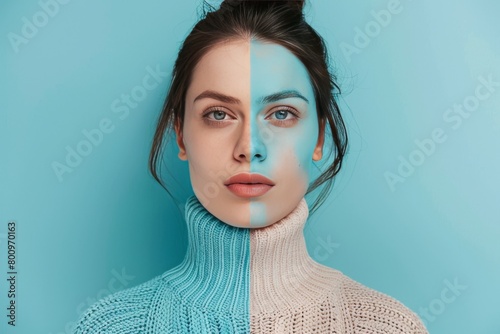 Healthy aging, beauty, half, facial wrinkle, age split, signs of aging, aging, face, skin maintenance, aging split, ageing, care, old, skincare beauty, aging duality.
