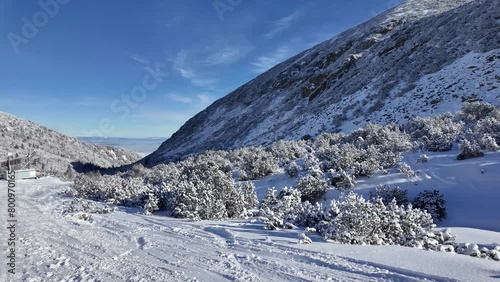 Amazing Winter view of Rila mountain near Musala peak, Bulgaria photo