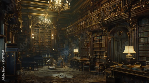 Transport viewers to a sumptuous library full of detective mysteries  accented with gold details and antique bookshelves Experiment with unique camera angles to capture the essence of suspense