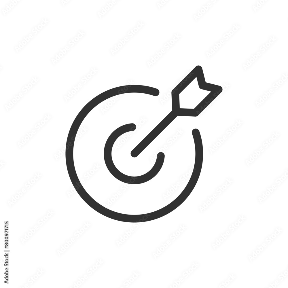 Hitting the target, linear icon. Arrow and target. Line with editable stroke Hitting the target, linear icon. Arrow and target. Line with editable stroke
