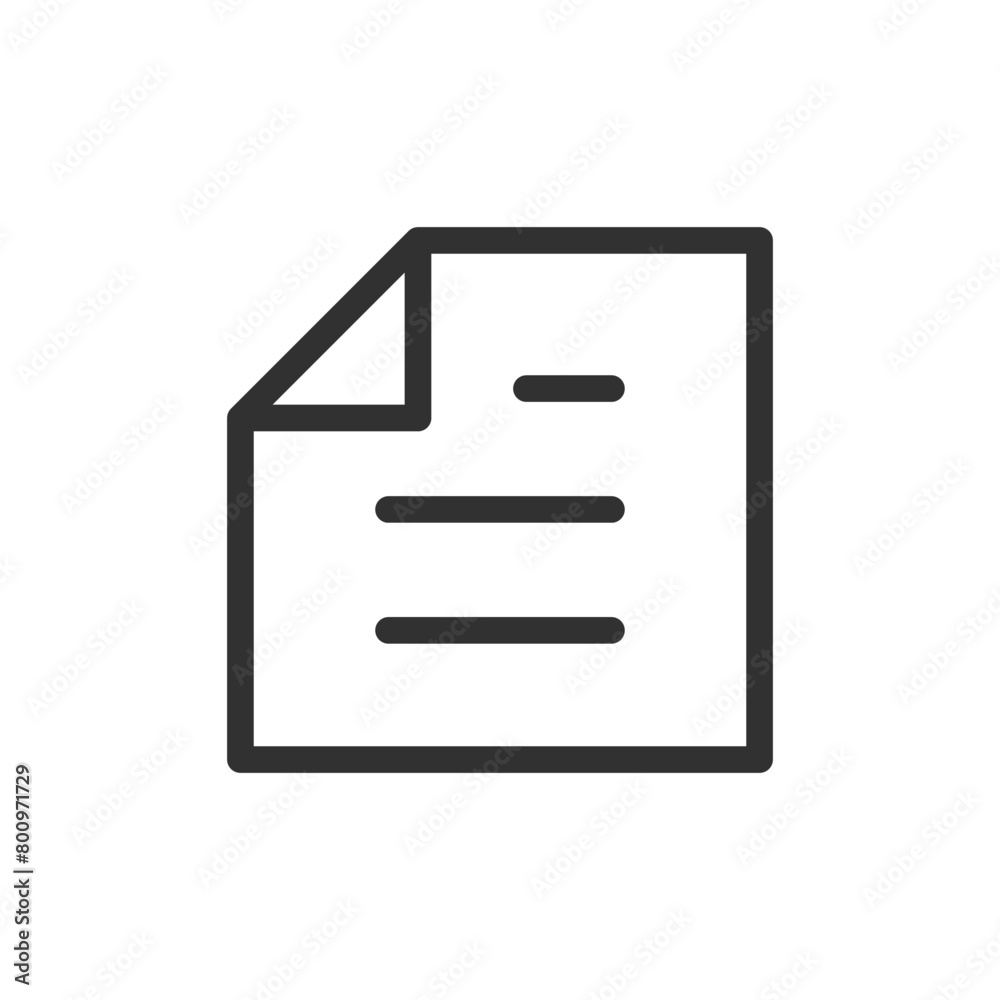 A document with a wrapped corner, linear icon. Line with editable stroke A document with a wrapped corner, linear icon. Line with editable stroke