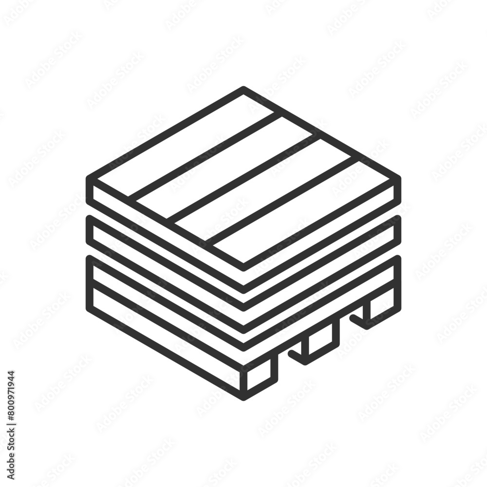 Pallets, linear icon. Isometric style. Line with editable stroke Pallets, linear icon. Isometric style. Line with editable stroke