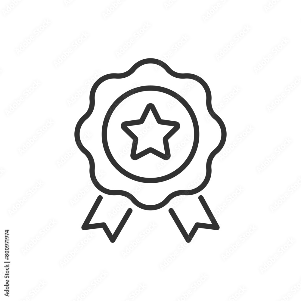 Medal with star and ribbons, linear icon. Line with editable stroke Medal with star and ribbons, linear icon. Line with editable stroke