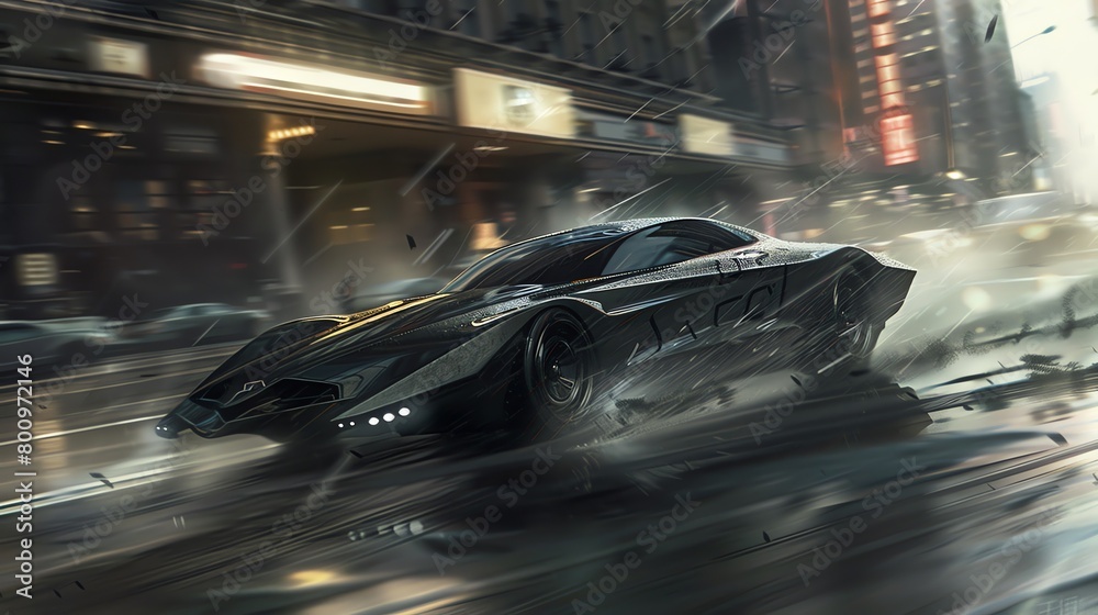 Illustrate a sleek, minimalist vehicle navigating through a gritty, dystopian urban environment, utilizing unexpected and dynamic camera angles to emphasize its speed and agility Ensure the detailing