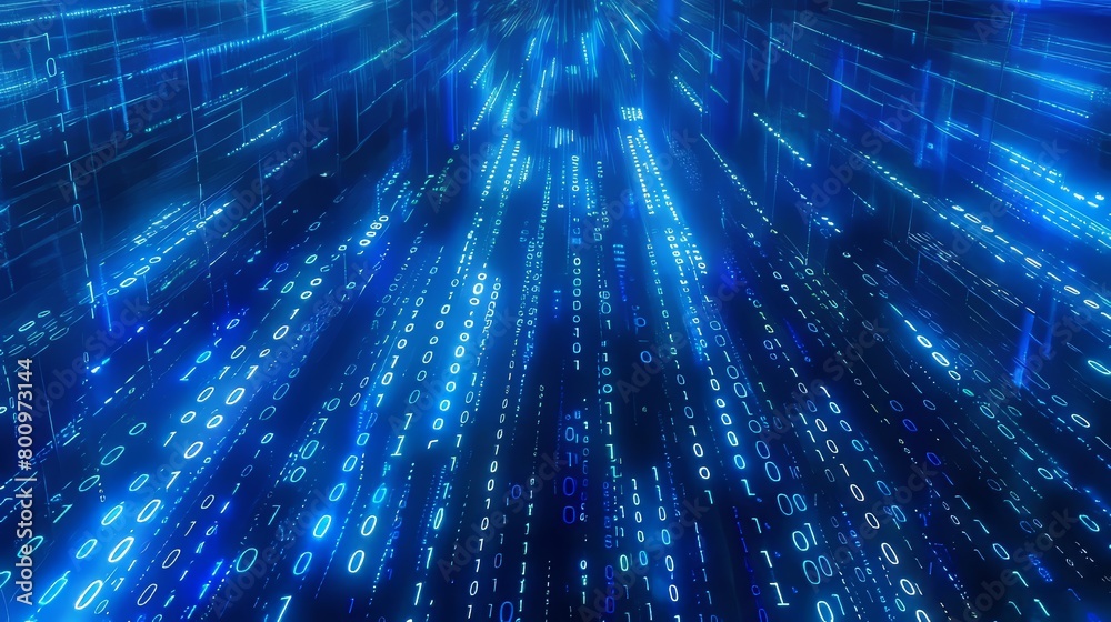 Digital Rain - Streaming Binary Code - Vertical Cyber Data Background - Deep Blue Hacking Concept Digital Rain - Streaming Binary Code - Vertical Cyber Data Background - Deep Blue Hacking Concept