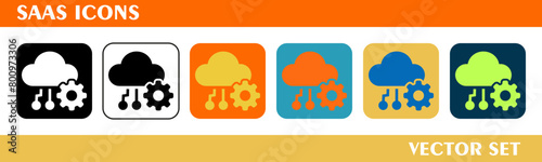 SAAS icons design. For sign, symbol, web design or web graphics. Vector flat illustration.