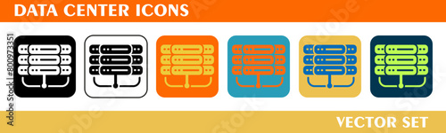 Data center icons design. For sign, symbol, web design or web graphics. Vector flat illustration.