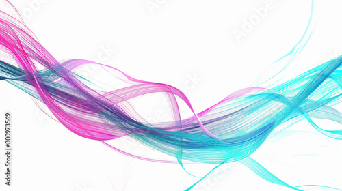 Glowing turquoise and magenta gradient lines symbolizing creativity  isolated on a solid white background. 
