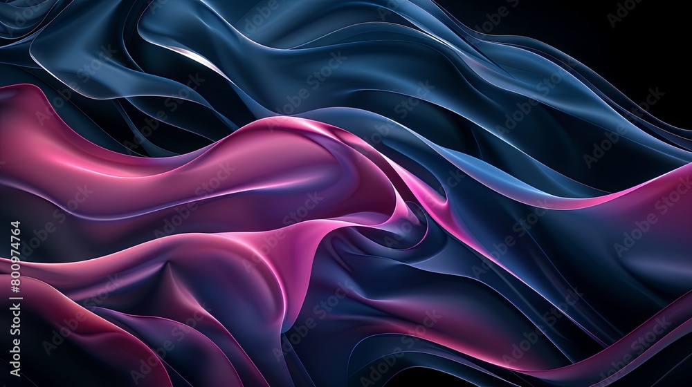 fondo abstracto. ondas en rosa y azul en fondo oscuro