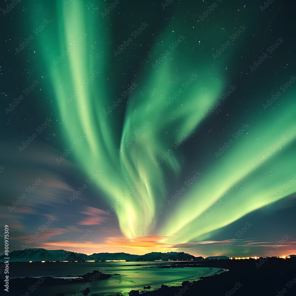 Mesmerizing Aurora Borealis Lights Up the Serene Night Sky with Vibrant Colors and Swirling Movements