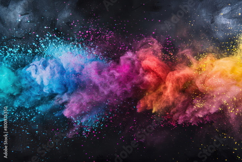 colored powder scattered on a black background © waranyu