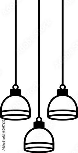 Hanging lamps silhouette in black color. Vector template design illustration.