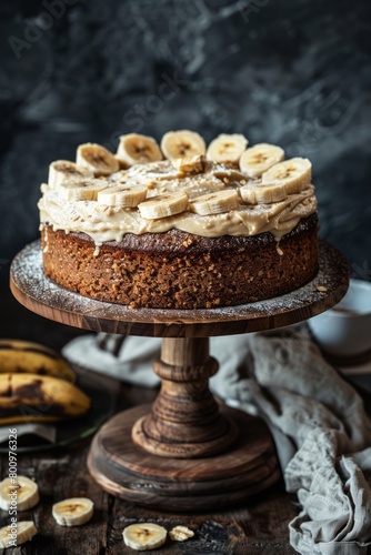 Homemade Banana Oat Flour Cake Served on Plate