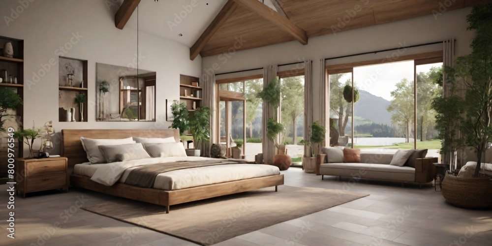 Stylish Bedroom Retreat with Plush Bed and Cozy Couch Stylish Bedroom Retreat with Plush Bed and Cozy Couch