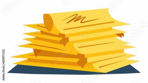A stack of yellowed papers each one bearing the distinctive signature of one of the Founding Fathers written in the same bold script.. Vector illustration