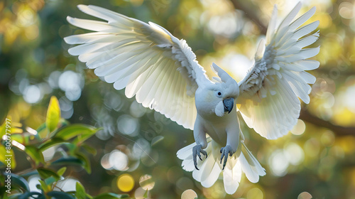 An australian white Sulphur crested cockatoo, with blurred background