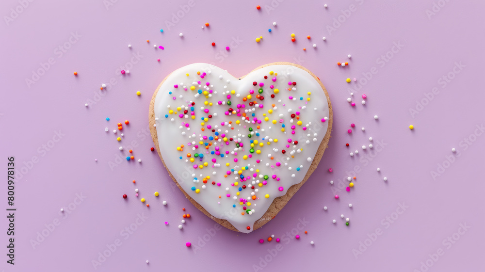 Heart-Shaped Cookie with Vibrant Sprinkles