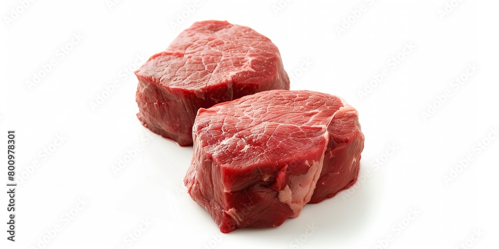 Fresh, juicy raw meat For making steak Isolated on white background.