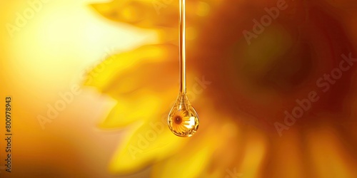 Close-up of oil droplets dripping from sunflowers.