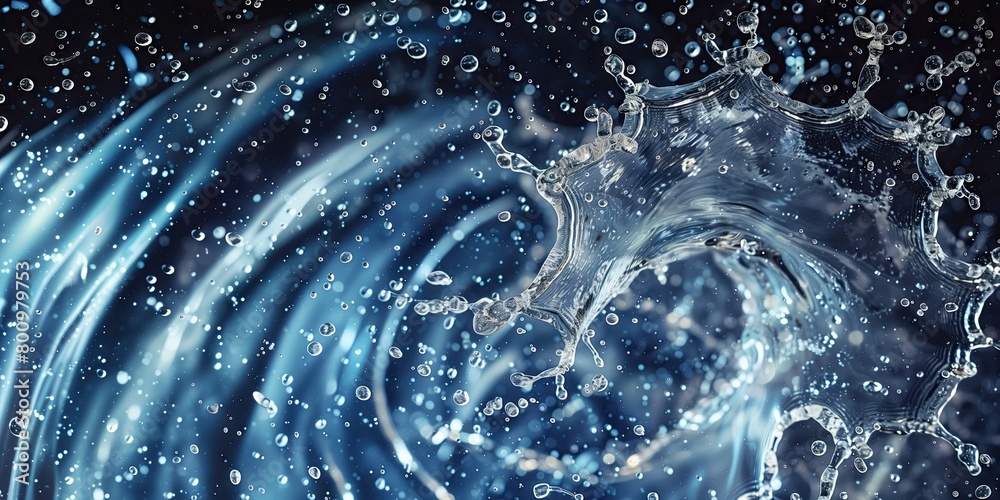 Beautiful splashes of water in swirling shapes.