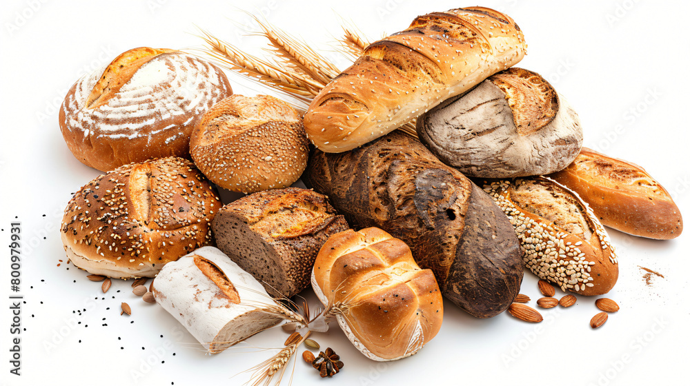 Fresh tasty bread on white background