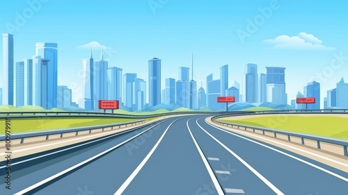 City Approach  Empty Highway Road Illustration