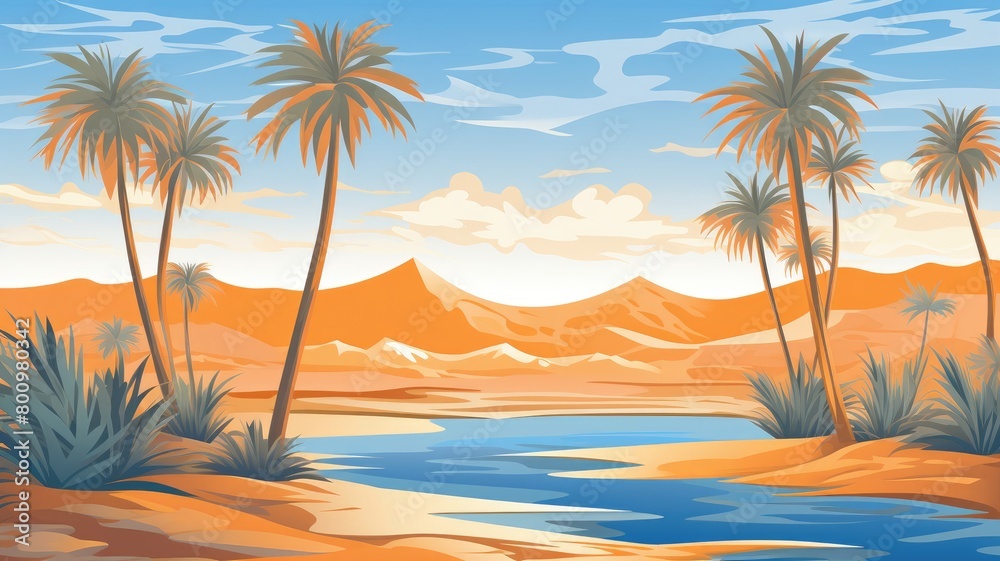 Serene Desert Oasis Illustration