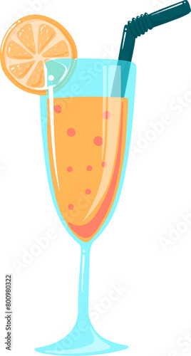 glass of orange juice with orange slice vector illustration