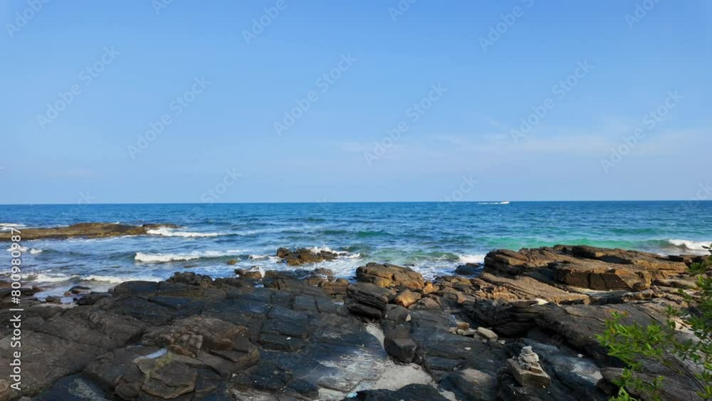 Wave hit the rock on shore at Samet Island. Wave hit the rock on shore at Samet Island.