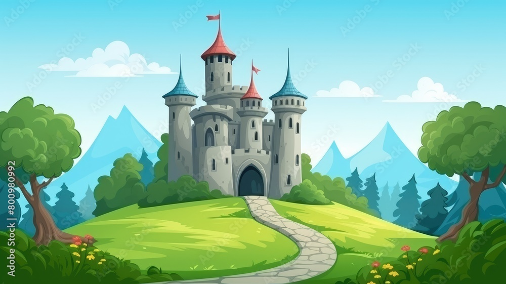 Naklejka premium Fantasy Castle, landscape,