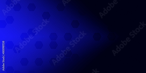 a dark blue background and gradient with a pattern of hexagonal grid.