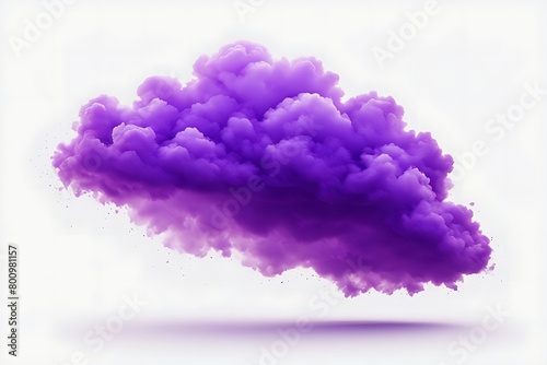 Abstract purple color curly cloud isolated on white background. Textured 3D illustration, natural