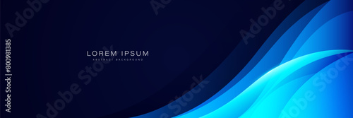 Modern abstract dark blue banner background. Bright blue gradient wave shapes graphic design. Futuristic technology concept. Suit for brochure  presentation  business  corporate  website  flyer