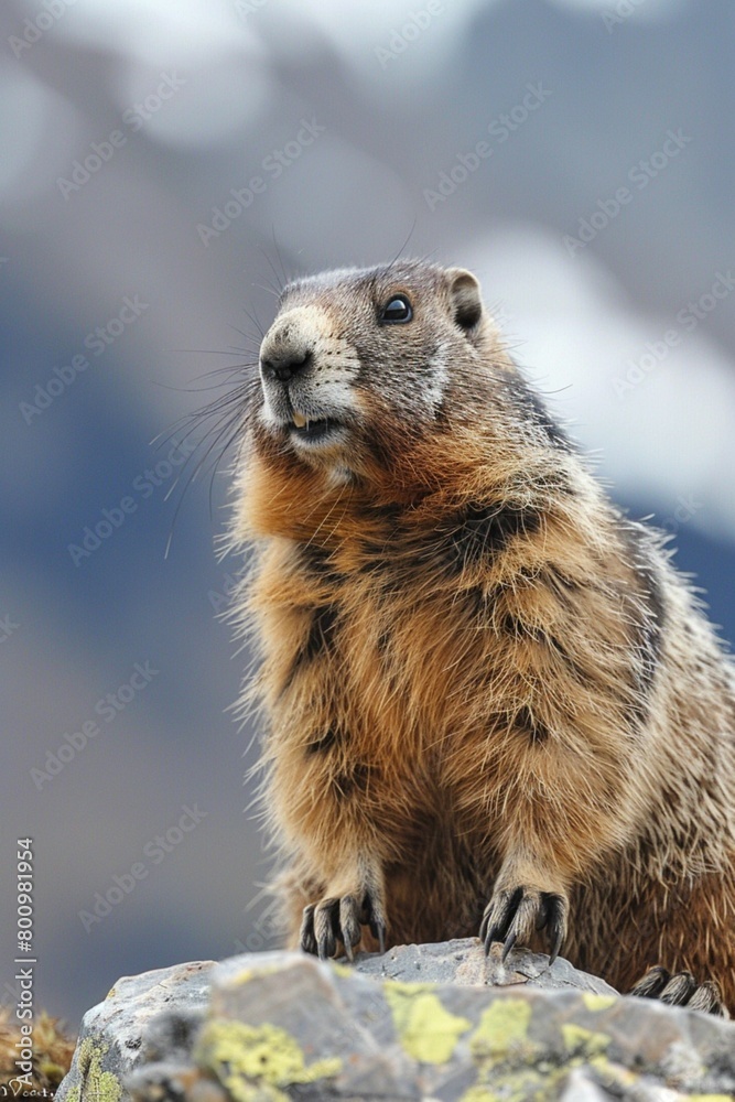AI generated illustration of an Alpine Marmot (Marmota marmota) among rocky outcrops AI generated illustration of an Alpine Marmot (Marmota marmota) among rocky outcrops