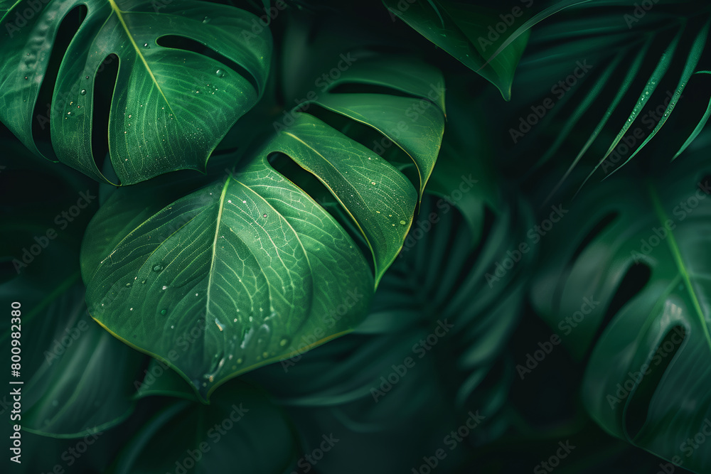 Fototapeta premium Detailed Botanical Design, Close-Up of Lush Green Leaves