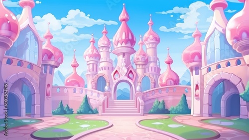 Whimsical Cotton Candy Castle Courtyard