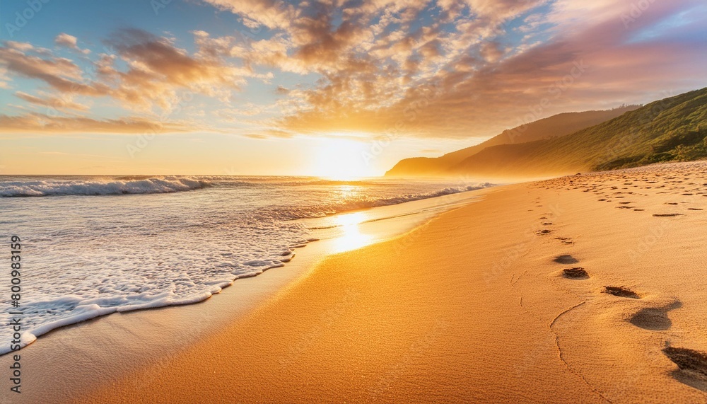 美しい夕日とビーチ